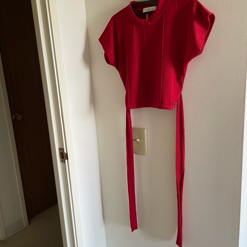 Red Crop Top & Flare Pant Set